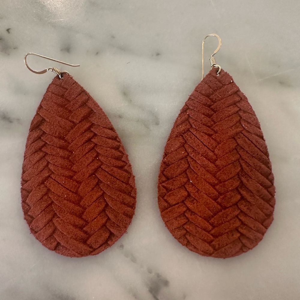Rust leather earrings
